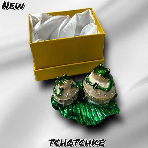 New NIB Vintage Double Frog Trinket Box Collectible – Tchotchke in Gift Box - Picture 4 of 9